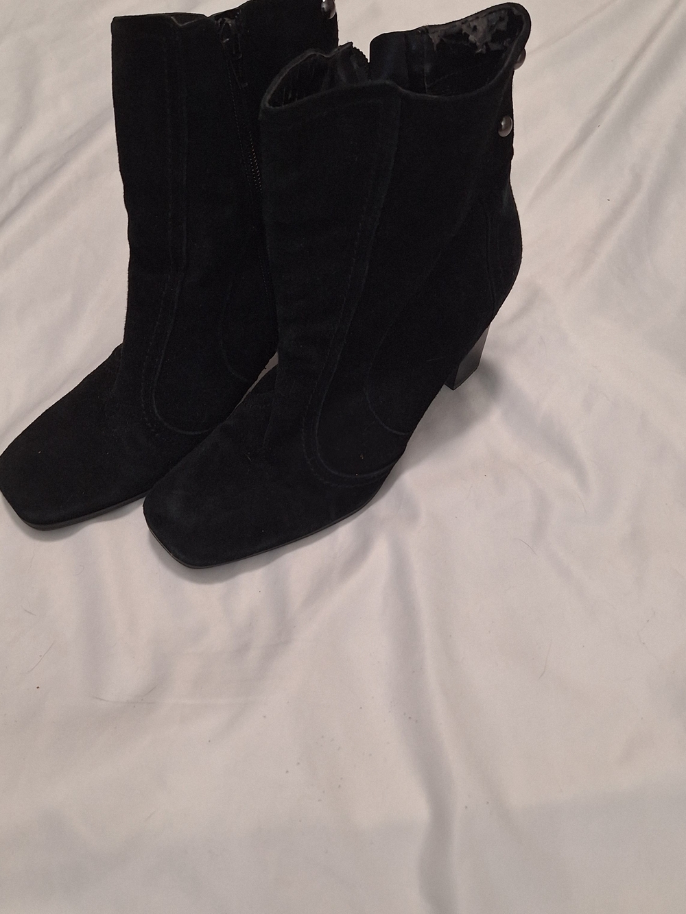 Franco Sorta Black Suede Leather Side Zip Boot 9M